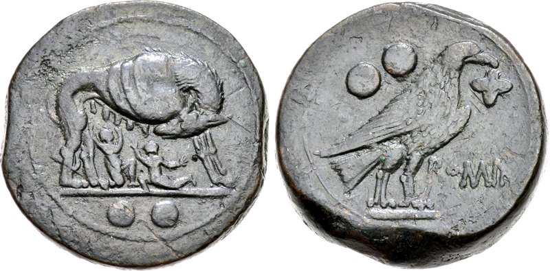 Fig. 2 - Moneta con Lupa che allatta i gemelli Romolo e Remo