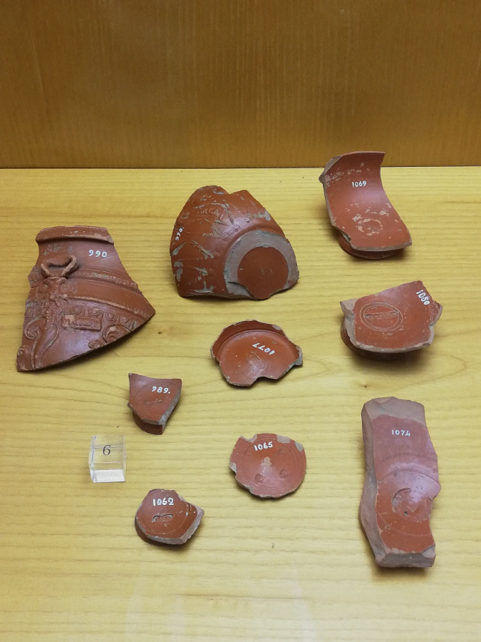 Fig. 1 - Alcuni frammenti di terra sigillata nella sala 1 del Museo archeologico di Fiesole