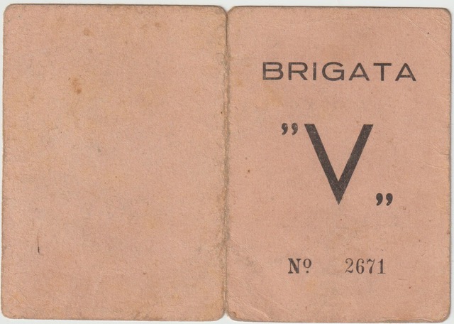 Fig. 3: Tessera della Brigata V appartenuta al Vice Brigadiere Giuseppe Amico