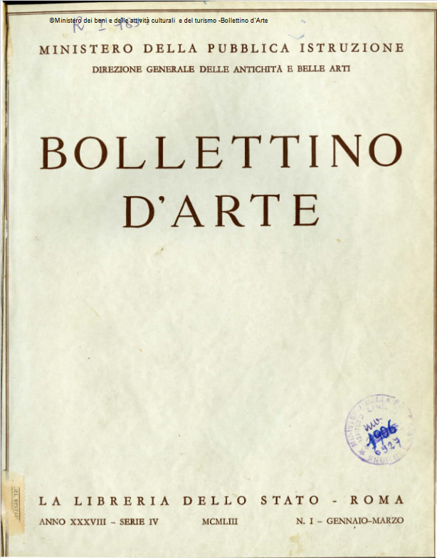 Fig. 1 – Bollettino d’arte, anno XXXVIII, 1953, n. I gennaio-marzo - Copertina