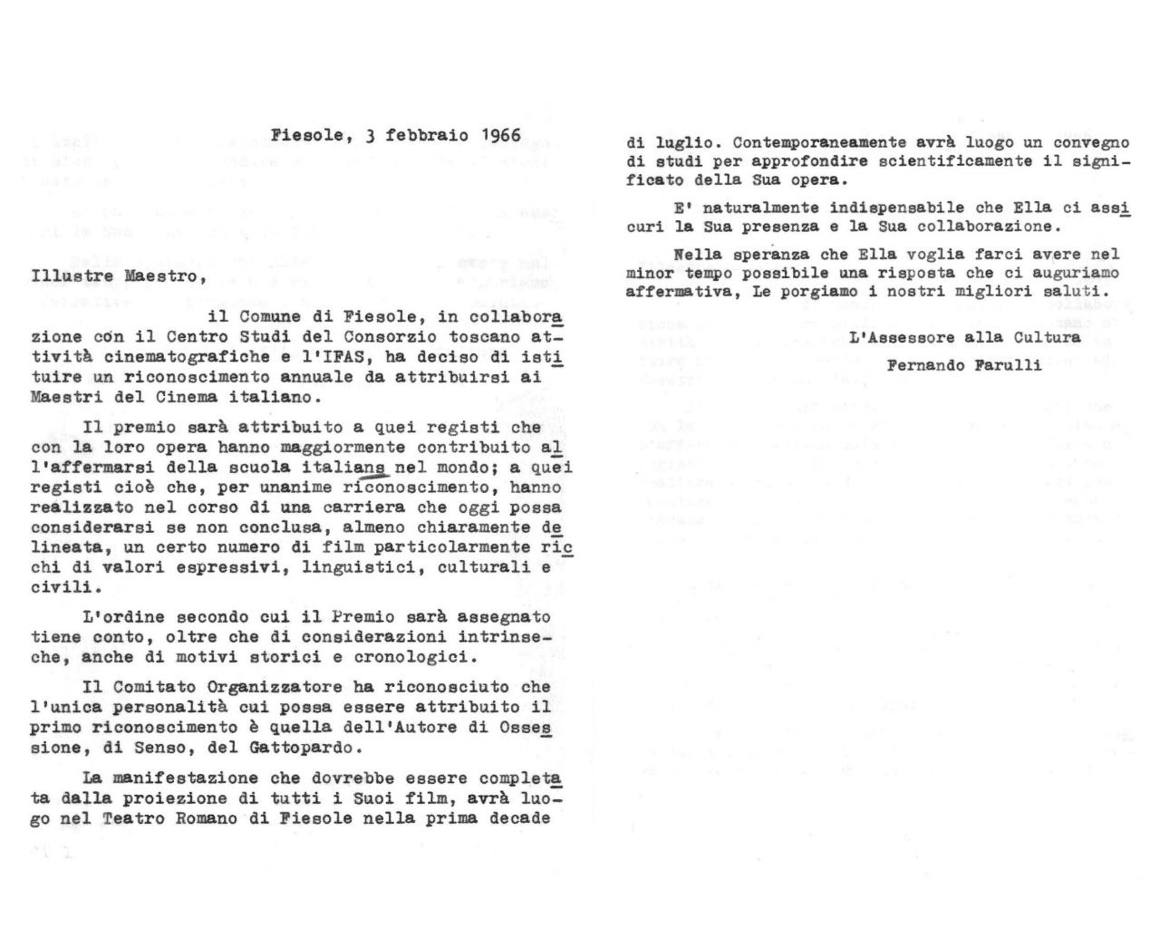 Figura 2 - Corrispondenza Farulli – Visconti