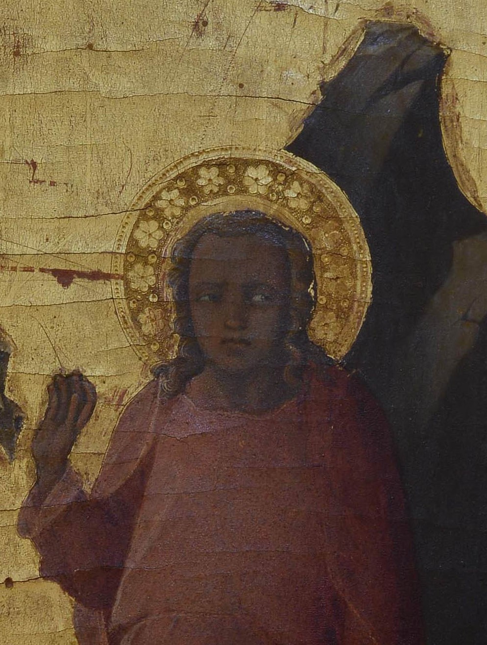 Fig. 3 - Lorenzo Monaco, Crocifissione con la Madonna, San Giovanni Evangelista e San Francesco, dettaglio San Giovanni Battista