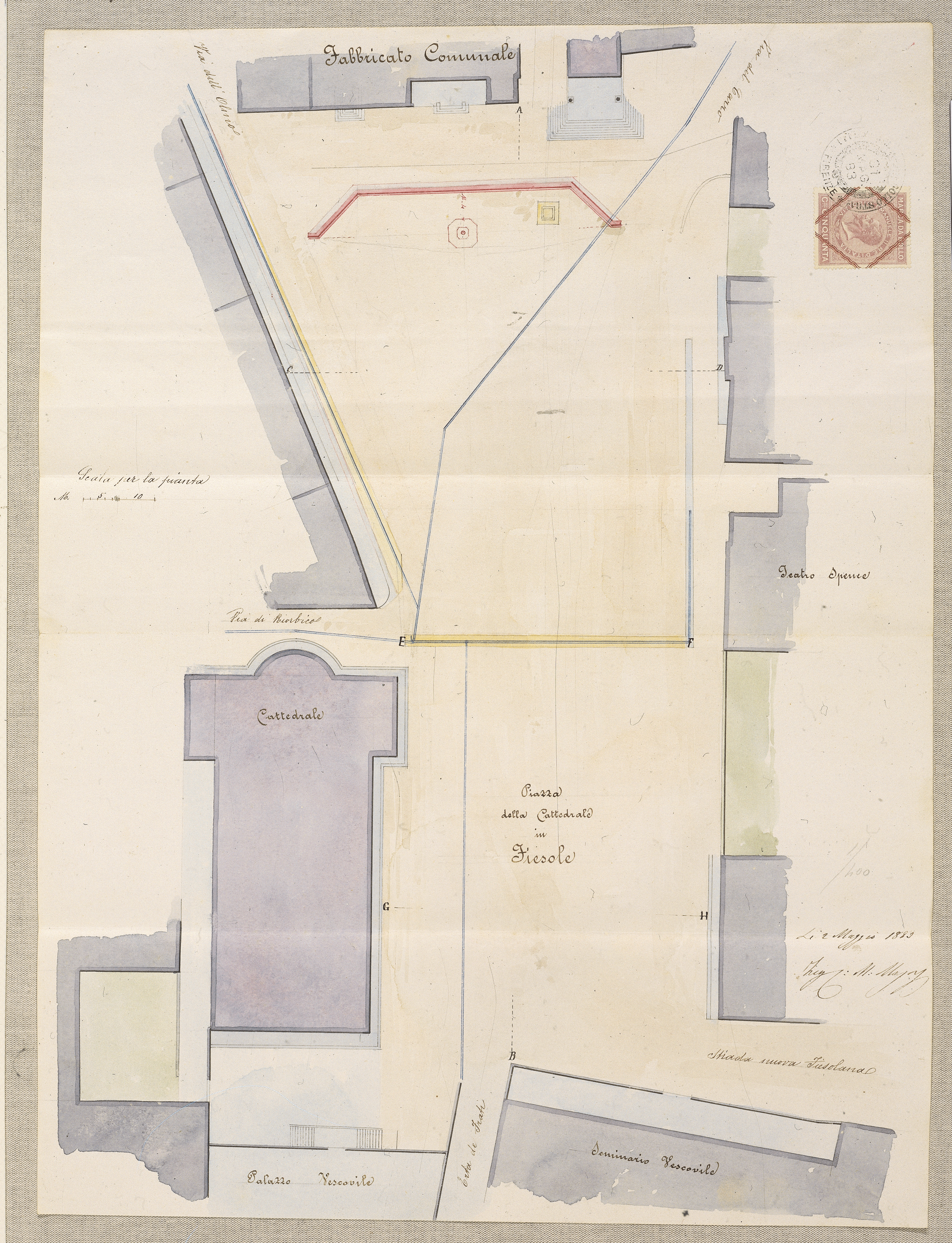 Figura 3 - Progetto per la sistemazione dell’attuale Piazza Mino (1883)